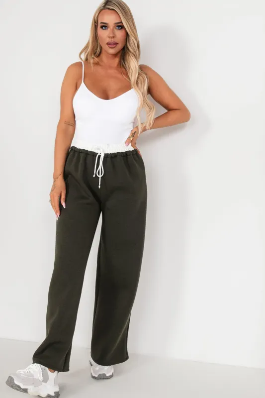 Zilda Khaki Wide Leg Joggers sold by Va Va Voom