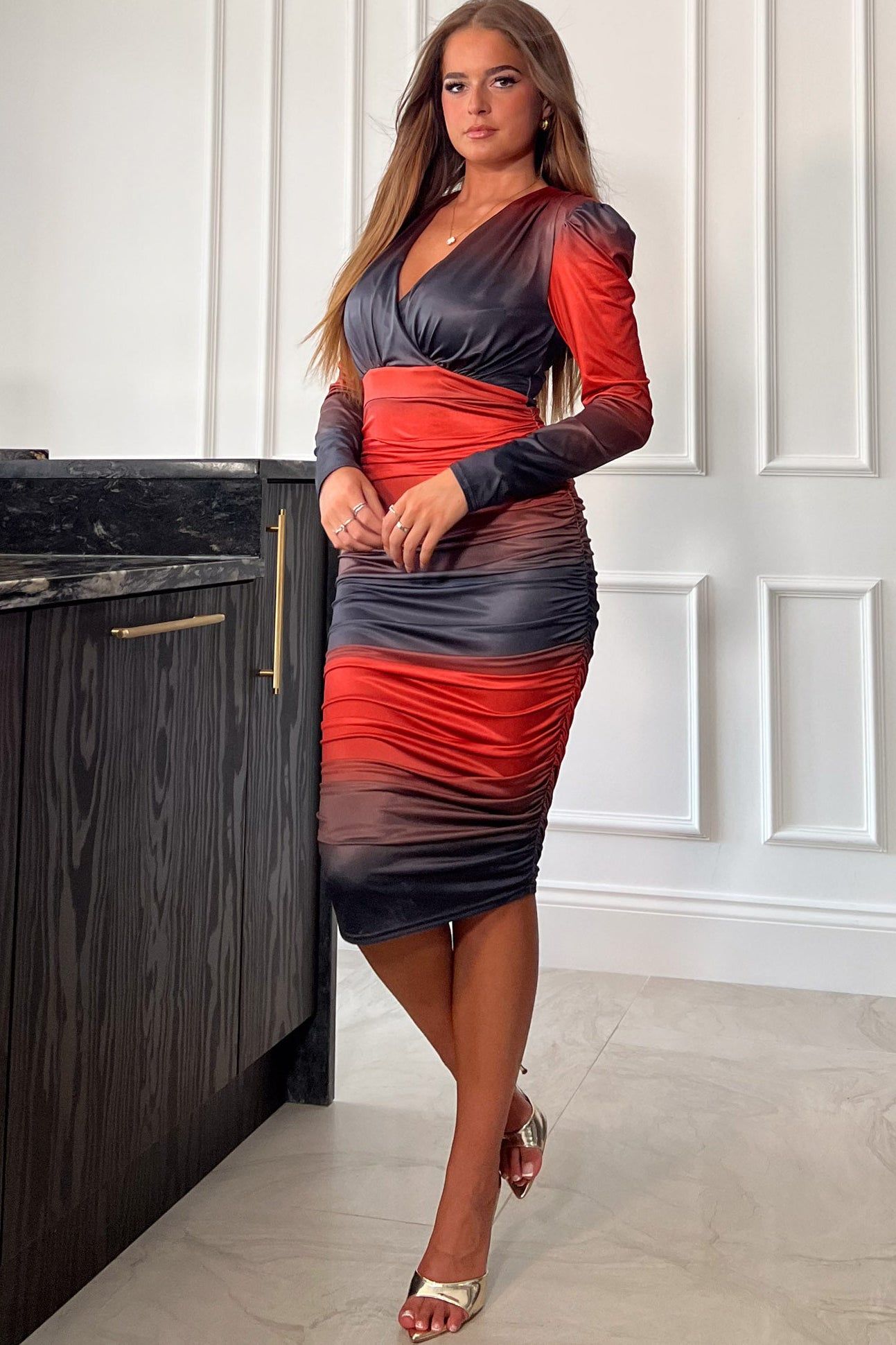 Girl In Mind India Orange Ombre Dress sold by Va Va Voom product image thumbnail 3