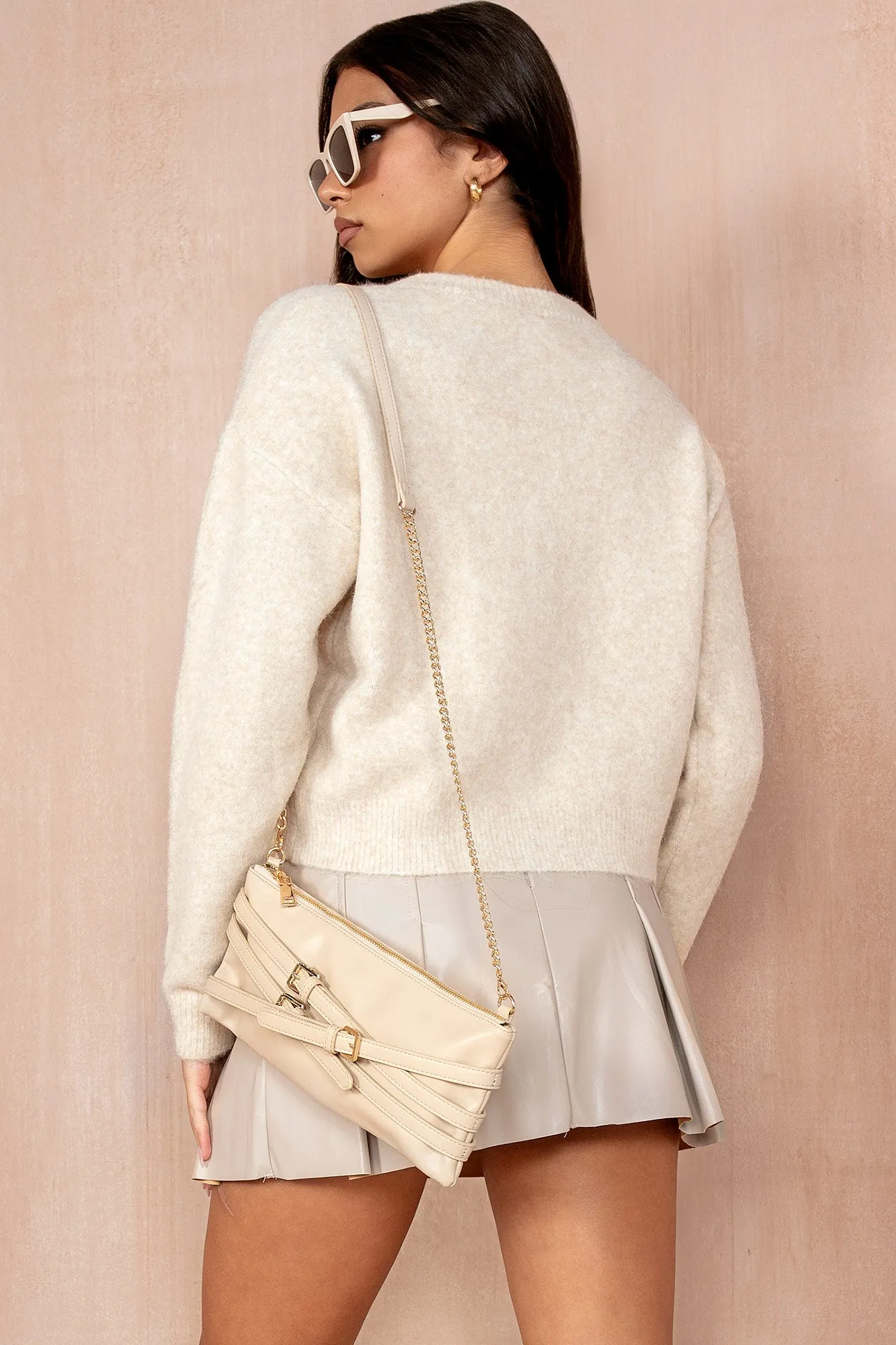 Daelyn Cream Faux Leather Skirt sold by Va Va Voom product image thumbnail 2