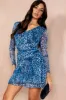 Vivienne Blue Mesh Print Dress sold by Va Va Voom