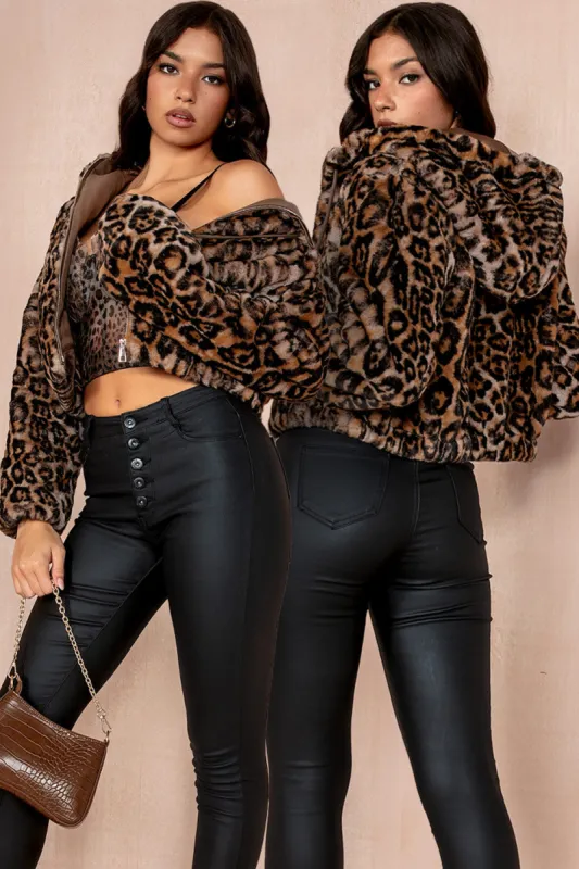 Haisley Leopard Print Zip Up Jacket sold by Va Va Voom