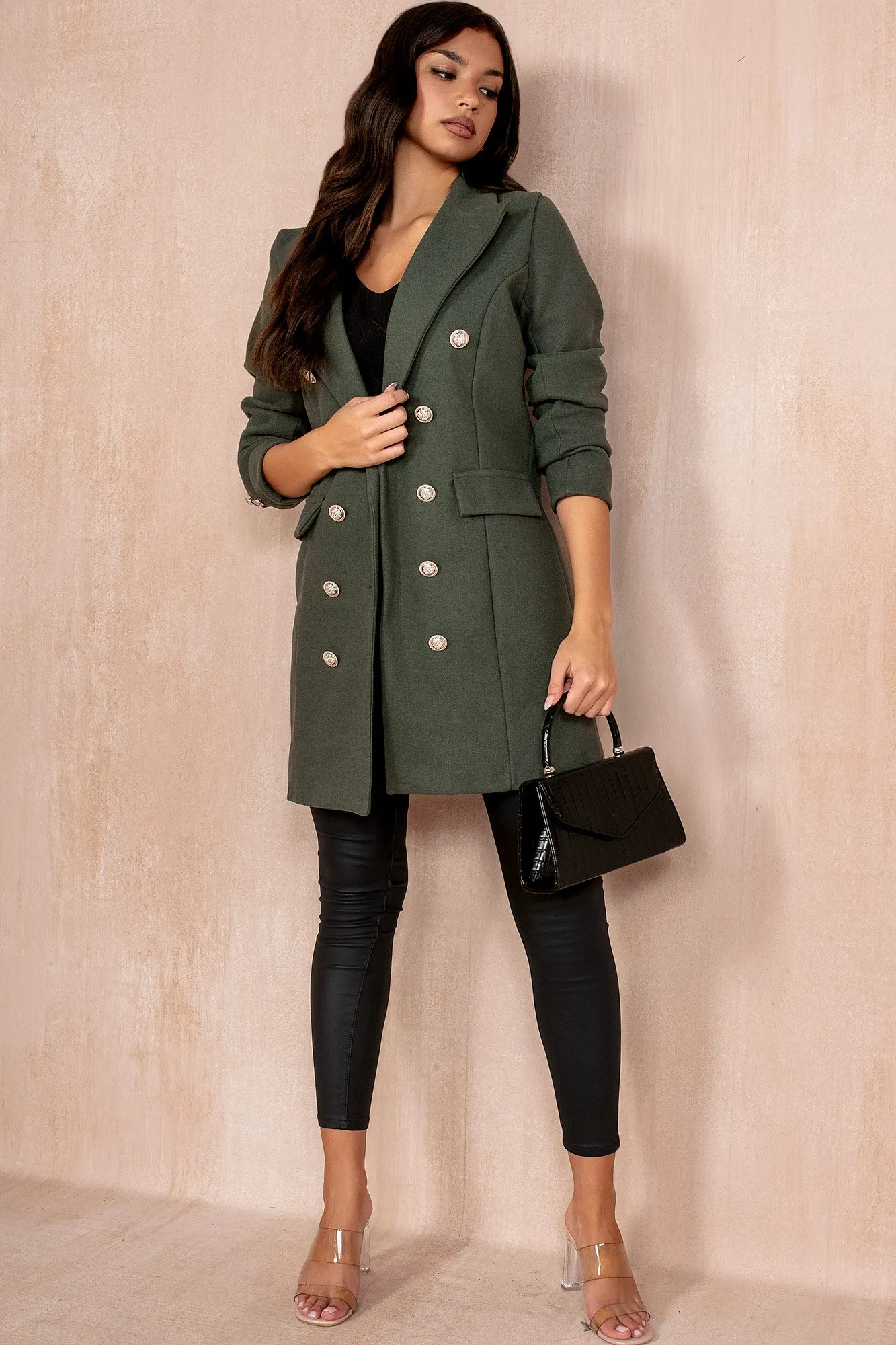 Julissa Khaki Double Breasted Coat sold by Vavavoom product image thumbnail 3