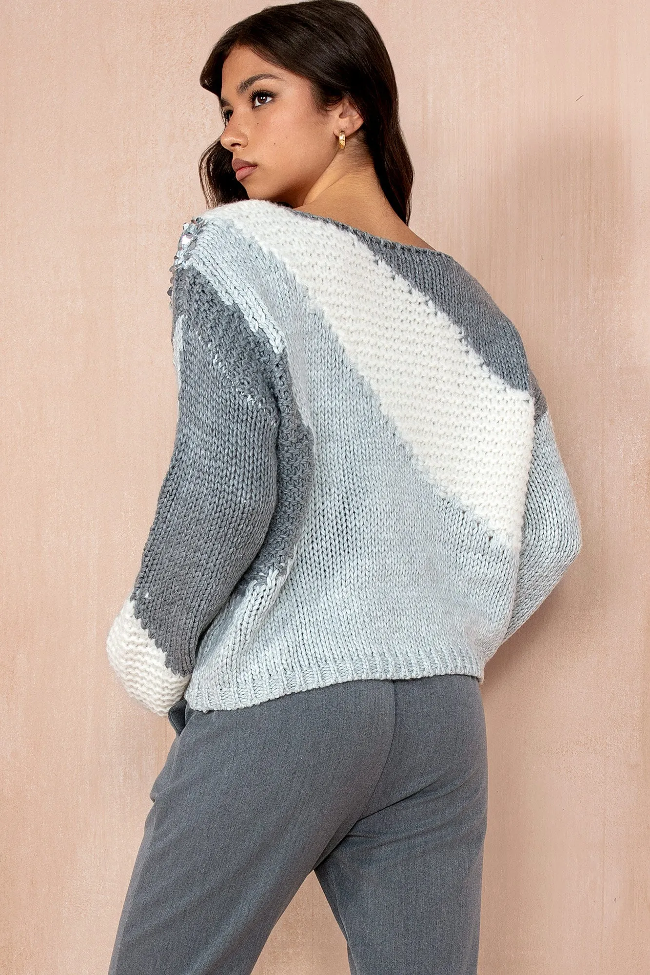 Cecilia Grey Knit Sequin Jumper sold by Va Va Voom product image thumbnail 2