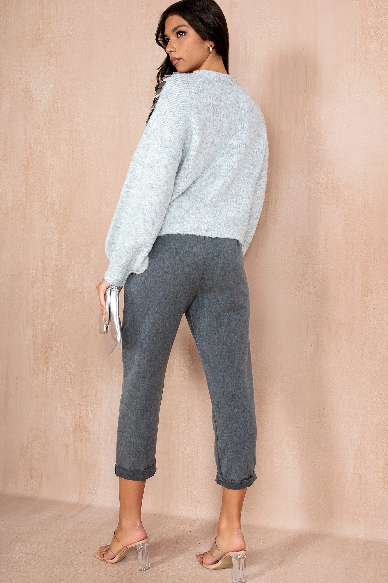 Keera Light Grey Knit Disc Jumper sold by Va Va Voom product image thumbnail 2