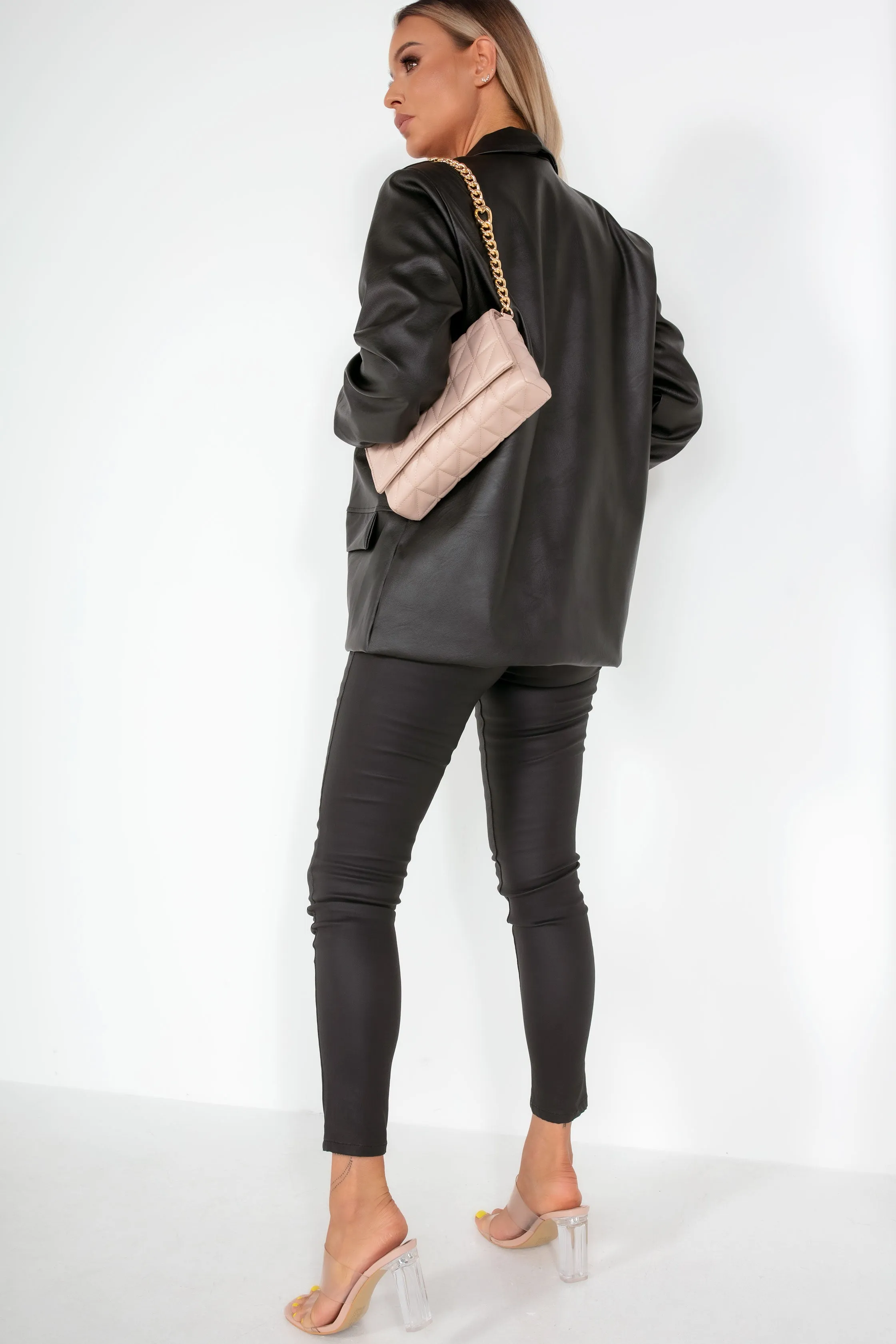 Maria Black Leather Look Blazer sold by Va Va Voom product image thumbnail 3