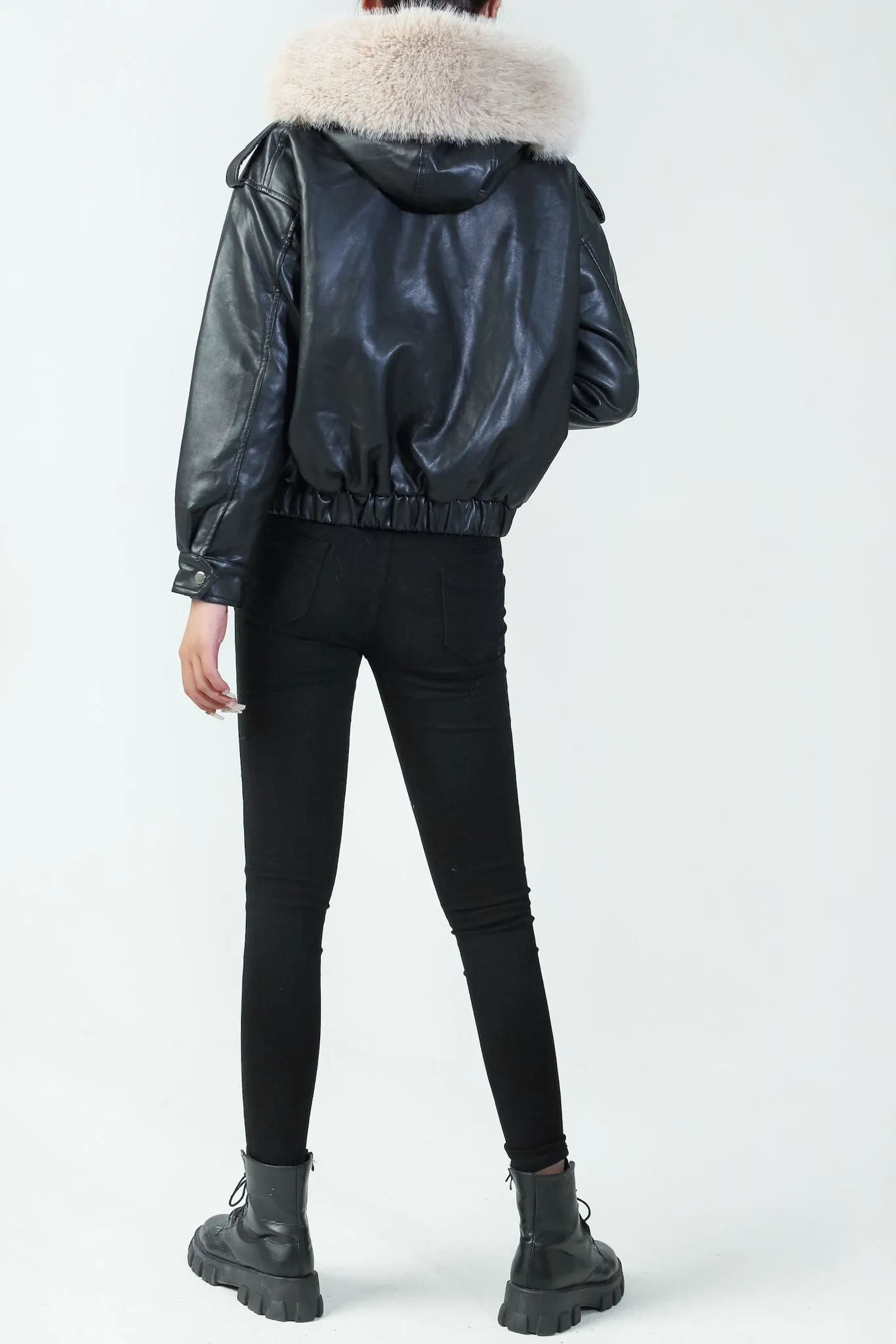 Andrea Black Leather Look Jacket sold by Va Va Voom product image thumbnail 2