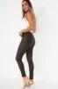 Nyssa Chocolate Leather Look Trousers sold by Va Va Voom
