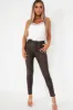 Nyssa Chocolate Leather Look Trousers sold by Va Va Voom