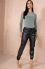 Nailah Black Leather Look Cargo Trousers sold by Va Va Voom