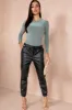 Nailah Black Leather Look Cargo Trousers sold by Va Va Voom