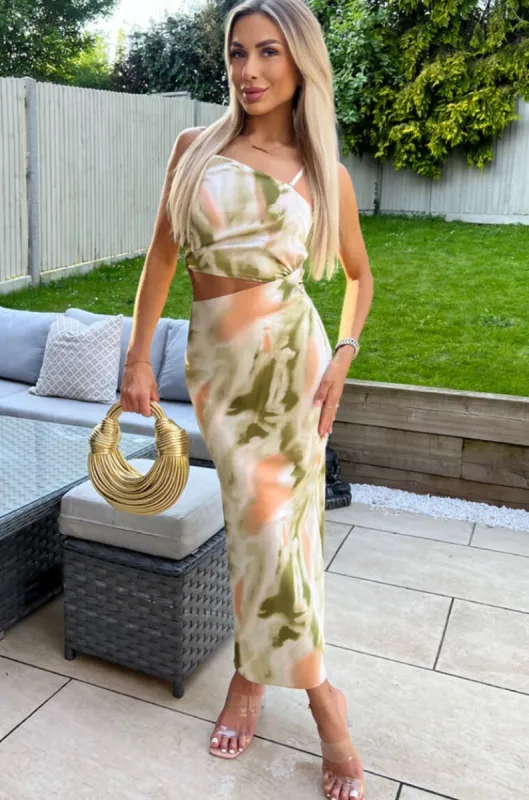 Ruthie Multi Satin Marble Dress sold by Va Va Voom