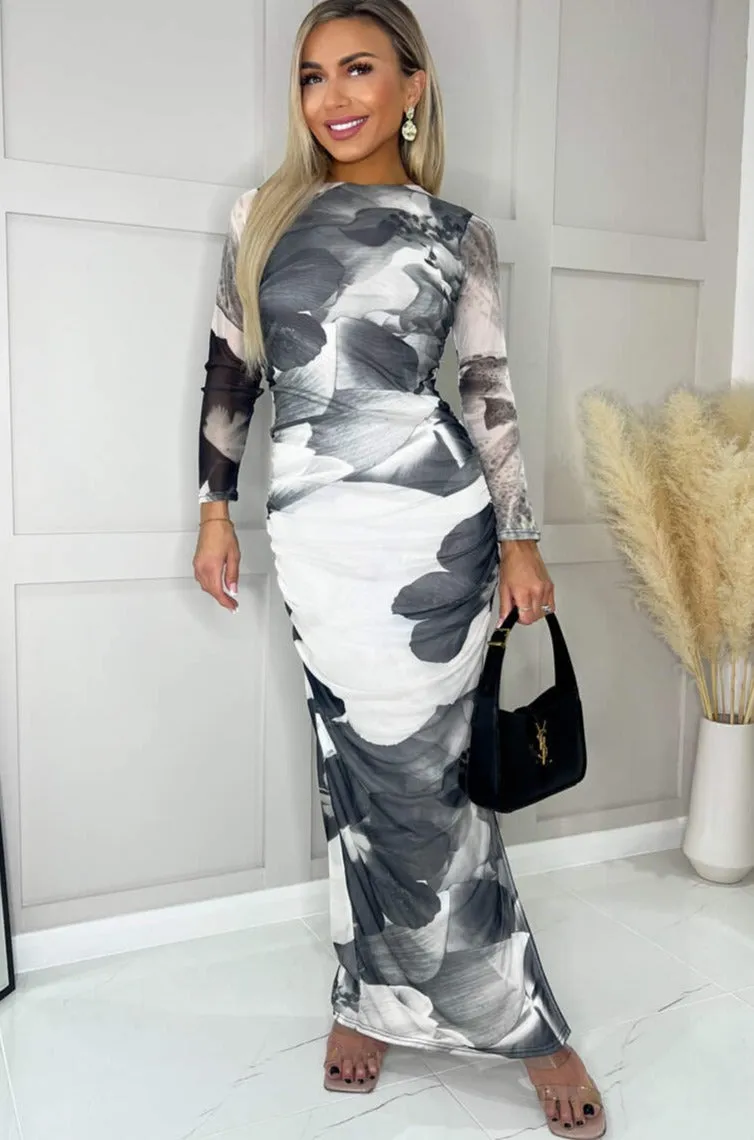 Felicity Monochrome Mesh Floral Dress sold by Va Va Voom product image thumbnail 4