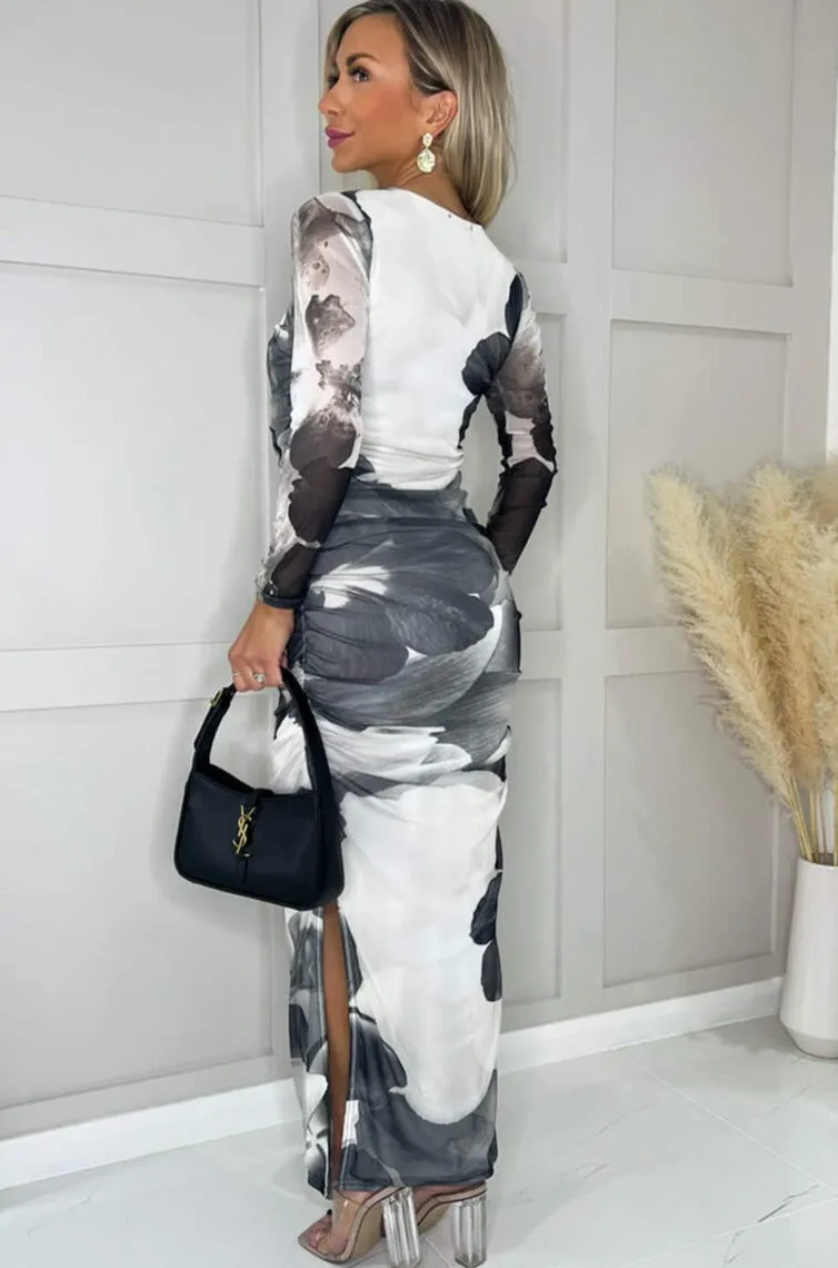 Felicity Monochrome Mesh Floral Dress sold by Va Va Voom product image thumbnail 2