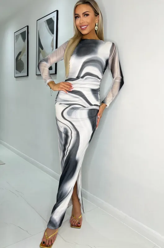 Nerissa Monochrome Mesh Print Dress sold by Va Va Voom