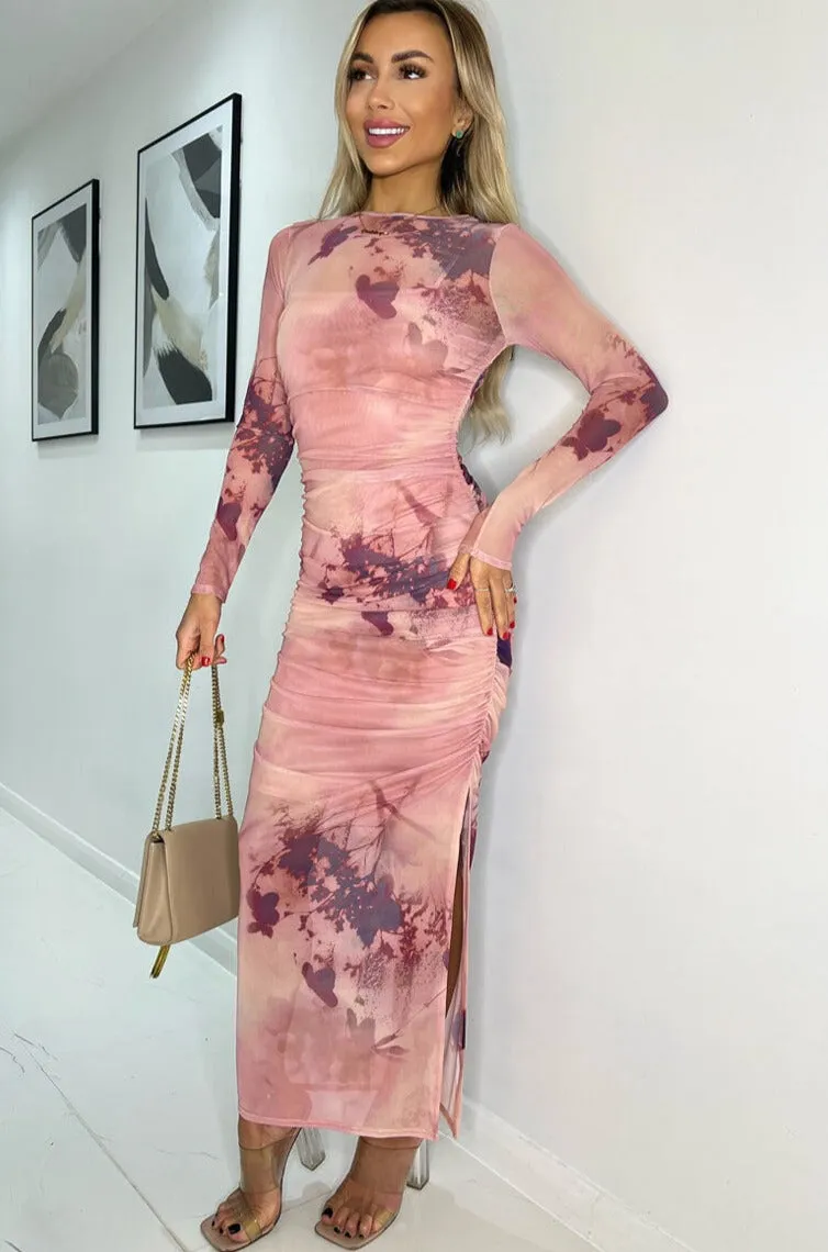 Amanda Blush Mesh Print Dress sold by Va Va Voom product image thumbnail 3