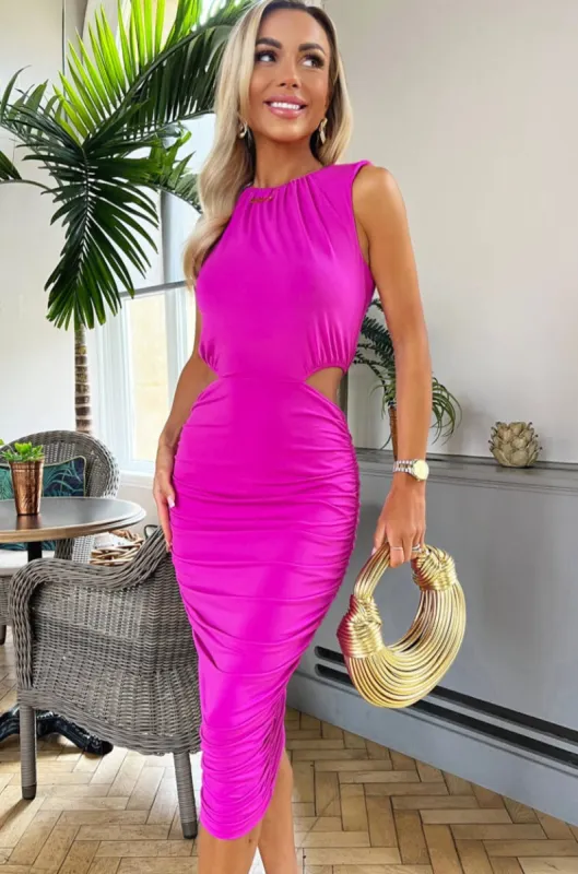 Helen Hot Pink Cut Out Dress sold by Va Va Voom