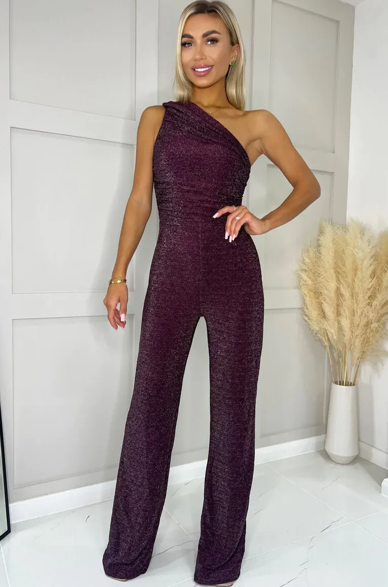 Ezra Plum One Shoulder Jumpsuit sold by Va Va Voom product image thumbnail 3