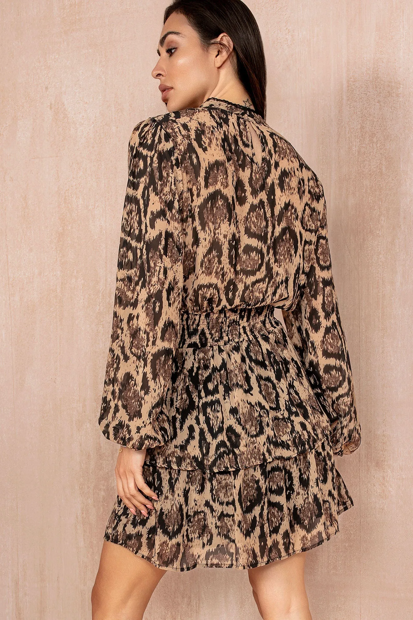 Yuri Coffee Chiffon Print Dress sold by Va Va Voom product image thumbnail 2