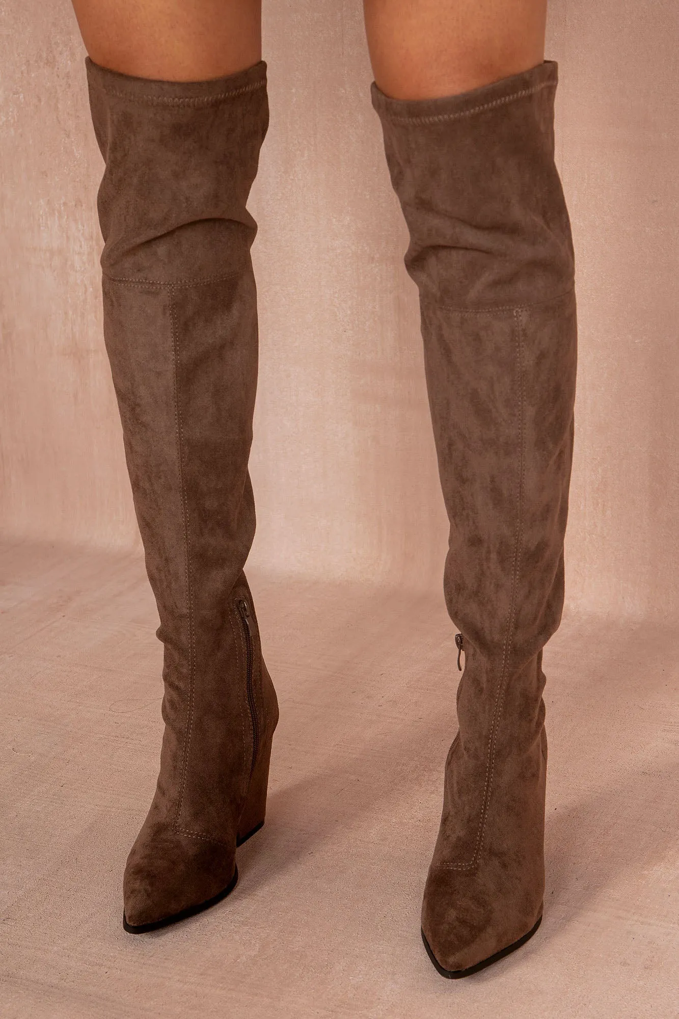 Gala Chocolate Suedette Over The Knee Boots sold by Va Va Voom product image thumbnail 3