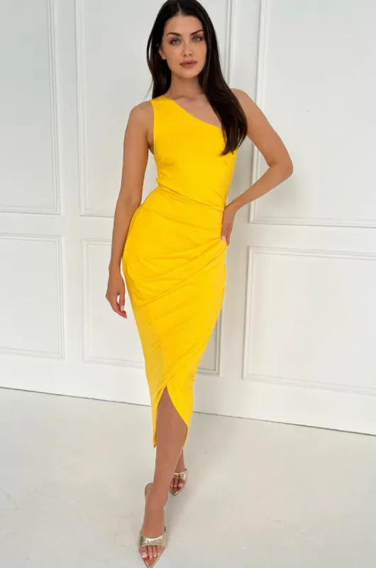 Kody Yellow One Shoulder Dress sold by Va Va Voom
