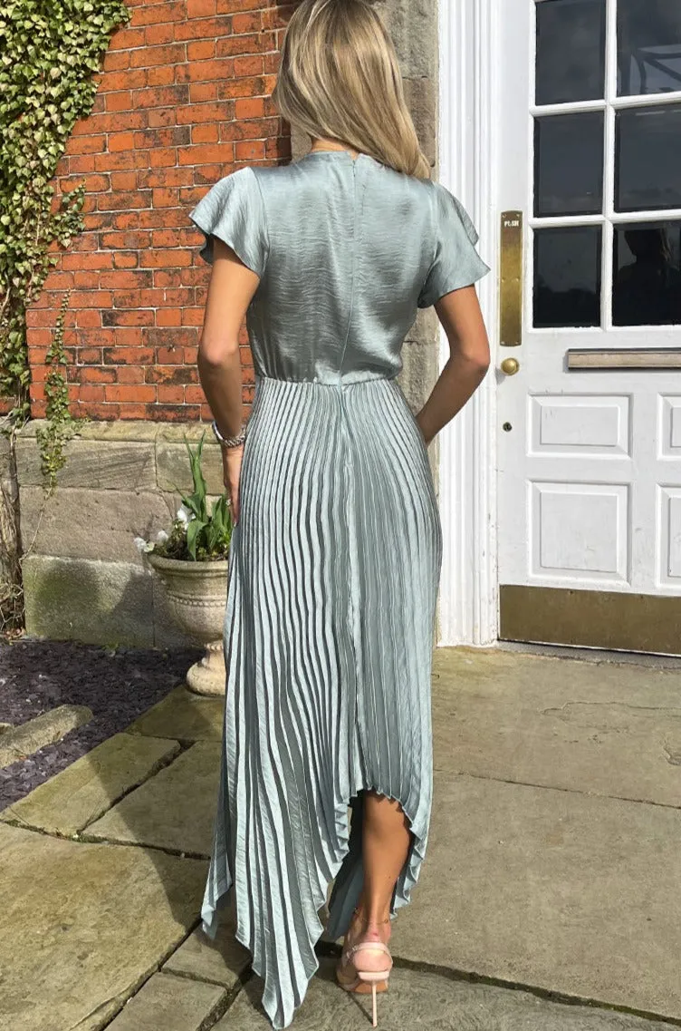 Betha Duck Egg Satin Pleated Dress sold by Va Va Voom product image thumbnail 2