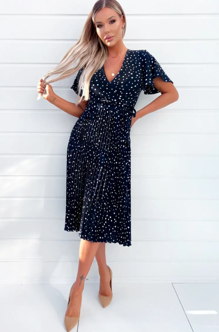 Issy Navy Polka Dot Midi Dress sold by Va Va Voom product image thumbnail 4