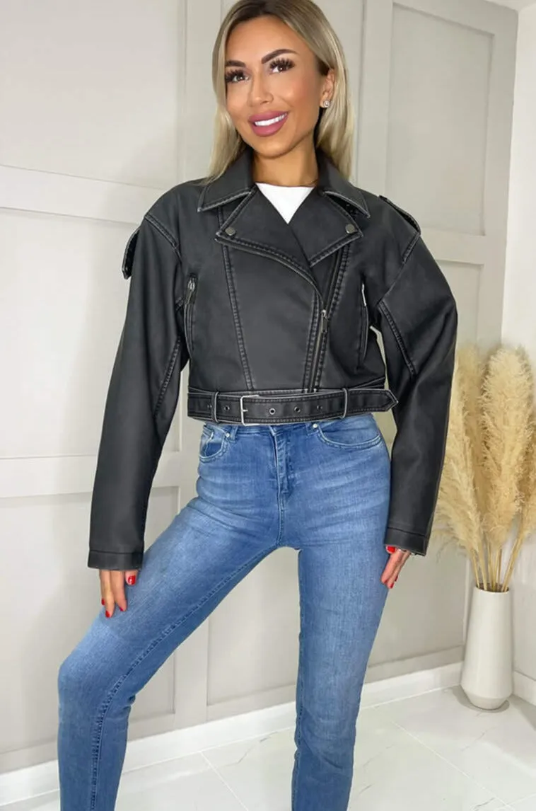 Angie Black Leather Look Jacket sold by Va Va Voom product image thumbnail 3
