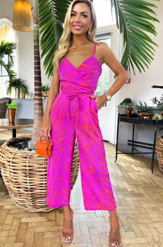 Aisling Pink Print Jumpsuit sold by Va Va Voom