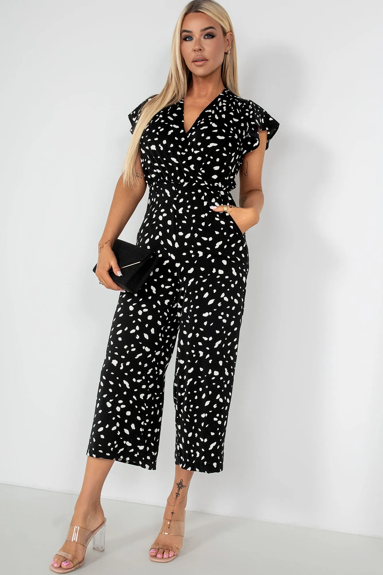 Brenley Black Print Jumpsuit sold by Va Va Voom