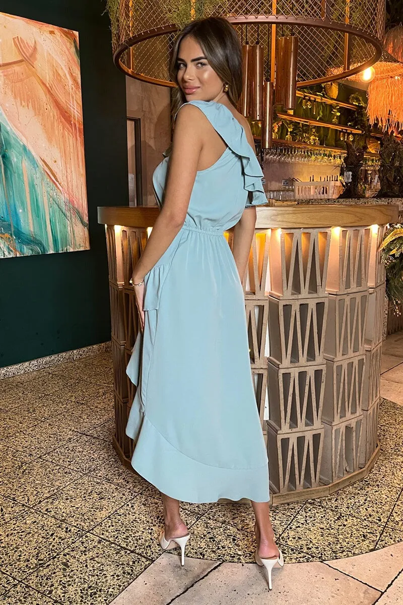 Briella Duck Egg One Shoulder Dress sold by Va Va Voom product image thumbnail 2