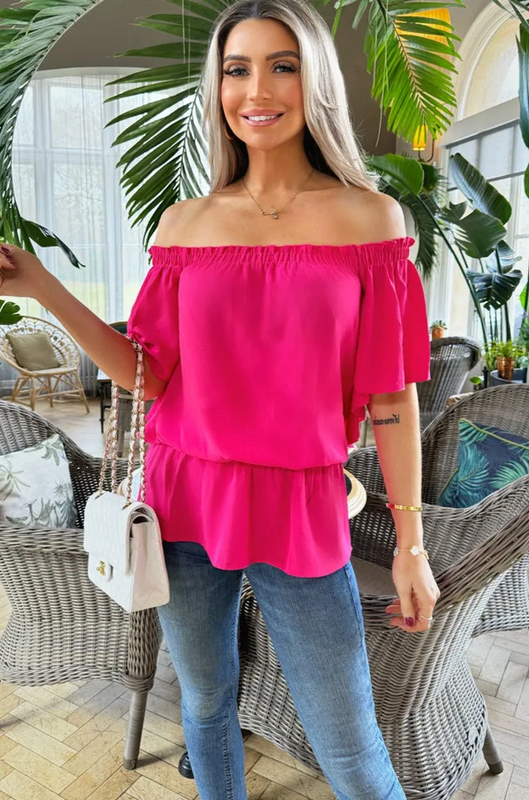Aliza Pink Bardot Top sold by Va Va Voom