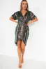 Novah Multi Stripe Sequin Wrap Dress sold by Va Va Voom