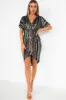 Novah Multi Stripe Sequin Wrap Dress sold by Va Va Voom