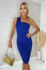 Elyza Cobalt One Shoulder Midi Dress sold by Va Va Voom
