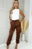 Tasmin Chocolate Satin Cargo Trousers sold by Va Va Voom