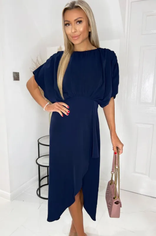 Millie Navy Batwing Detail Dress sold by Va Va Voom