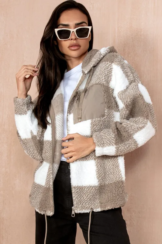 Polly Biscuit Check Teddy Jacket sold by Va Va Voom