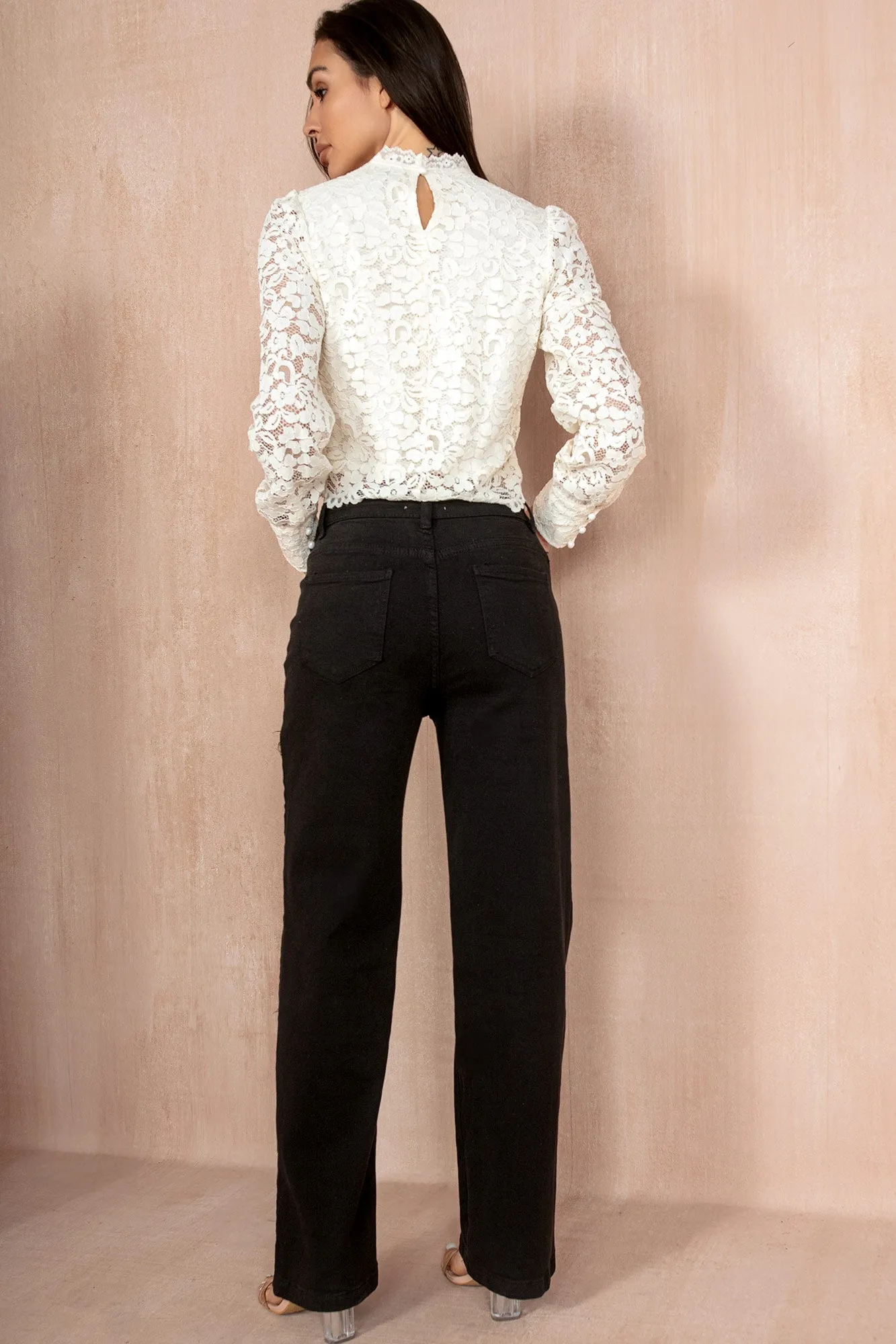 Pearlette Cream Lace Top sold by Va Va Voom product image thumbnail 2