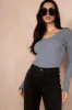 Iris Grey Knit Ribbed Top sold by Va Va Voom