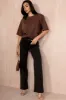 Raelynn Chocolate Padded Shoulder T-Shirt sold by Va Va Voom