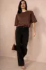 Raelynn Chocolate Padded Shoulder T-Shirt sold by Va Va Voom