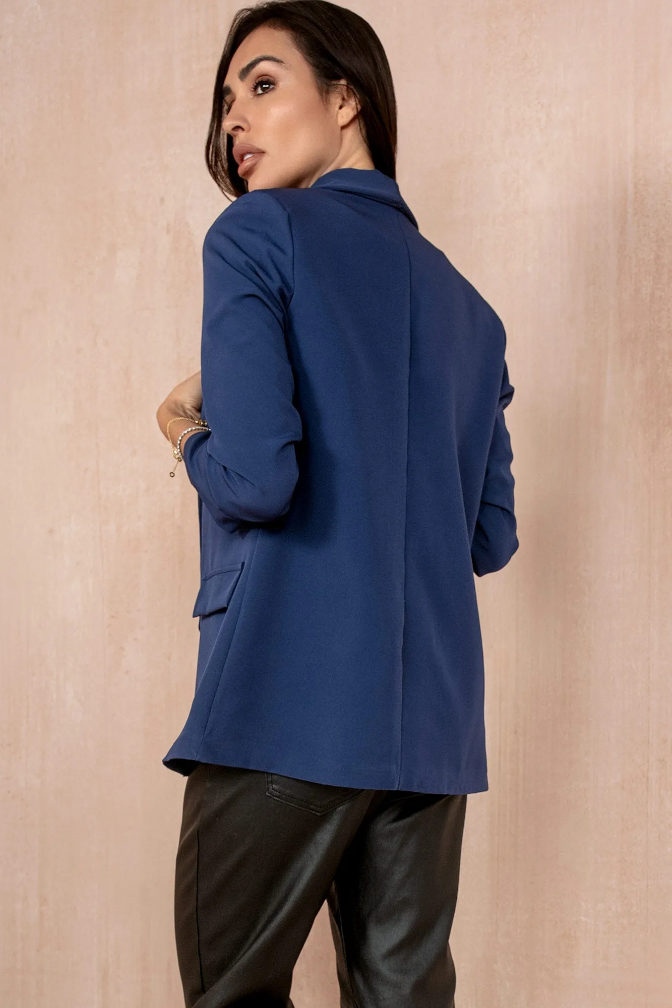 Maxine Navy Ruched Sleeve Blazer sold by Vavavoom product image thumbnail 4