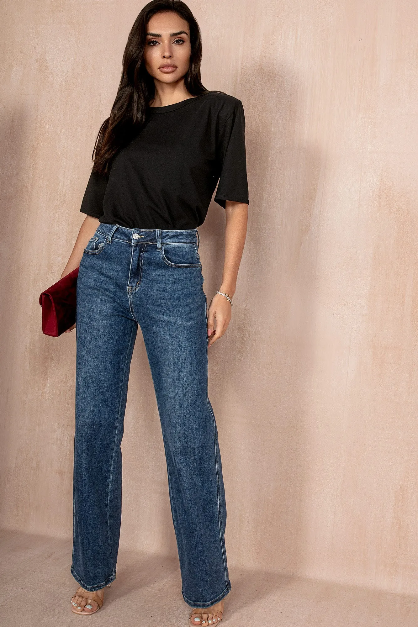 Raelynn Black Padded Shoulder T-Shirt sold by Va Va Voom product image thumbnail 3