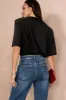 Raelynn Black Padded Shoulder T-Shirt sold by Va Va Voom