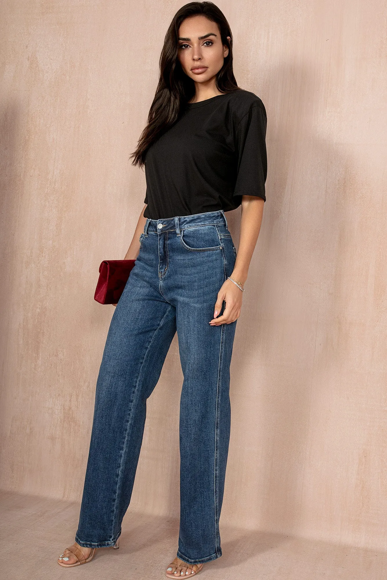 Raelynn Black Padded Shoulder T-Shirt sold by Va Va Voom product image thumbnail 2