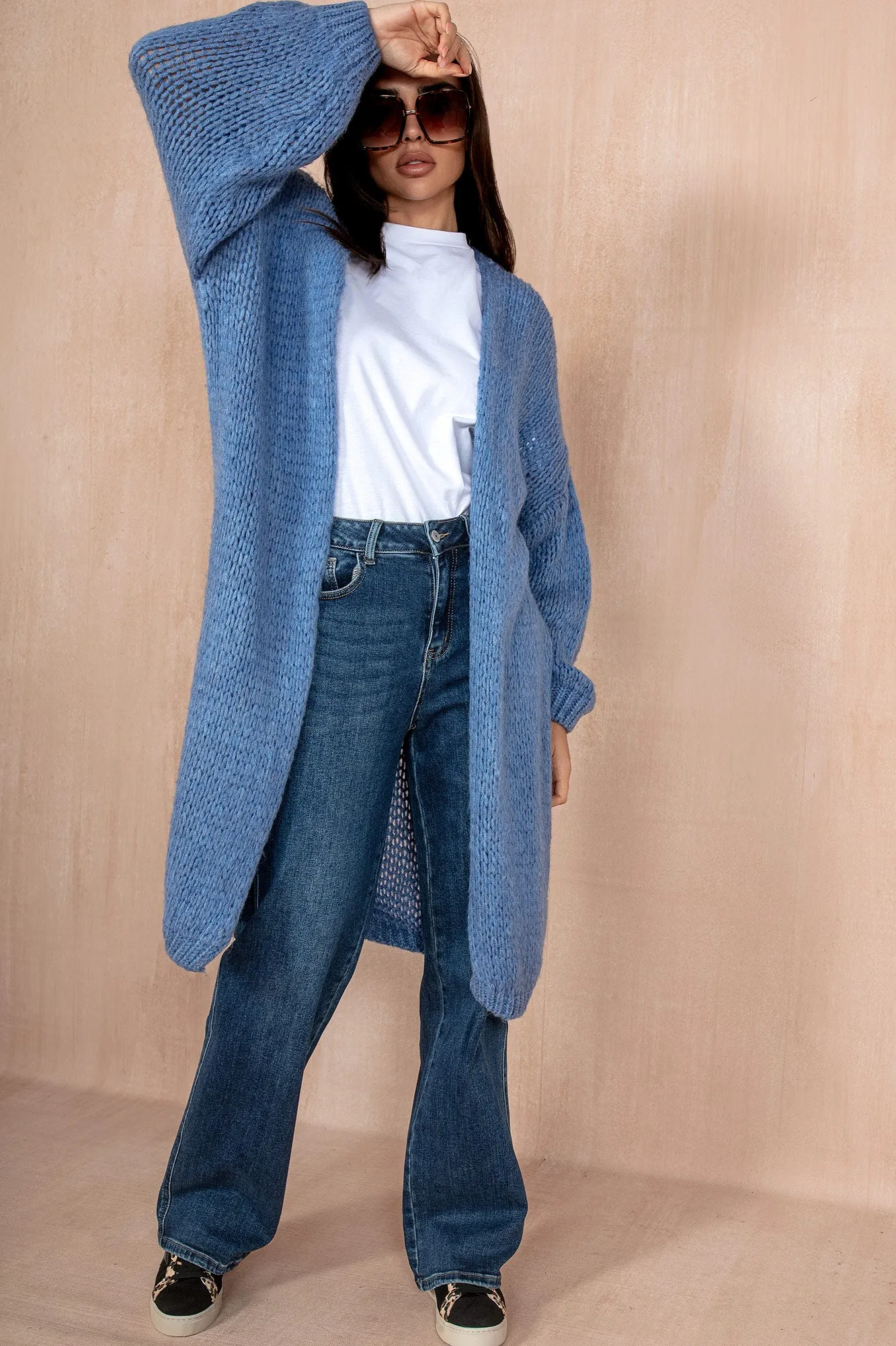 Catherine Blue Chunky Knit Cardigan sold by Va Va Voom product image thumbnail 2