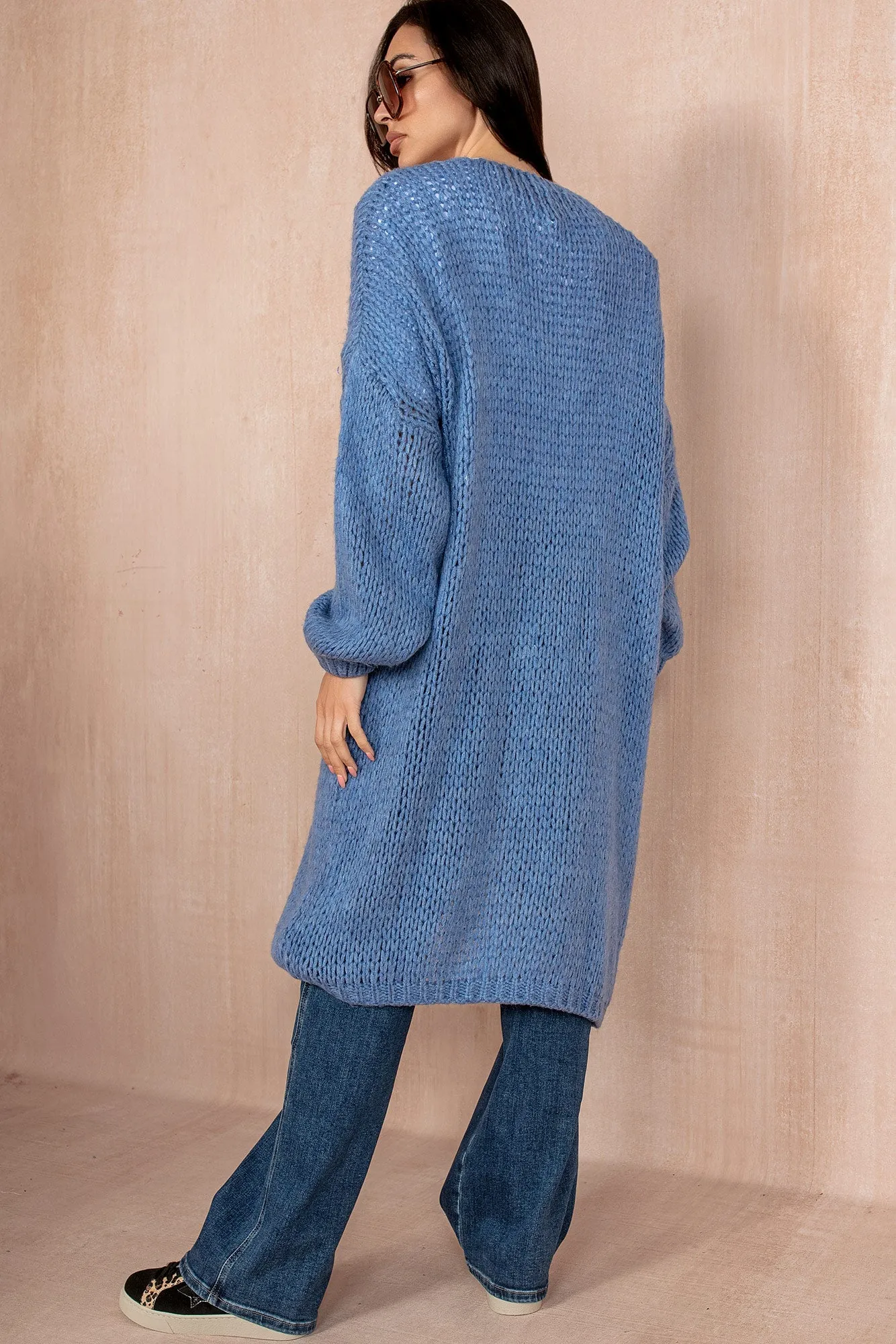Catherine Blue Chunky Knit Cardigan sold by Va Va Voom product image thumbnail 3