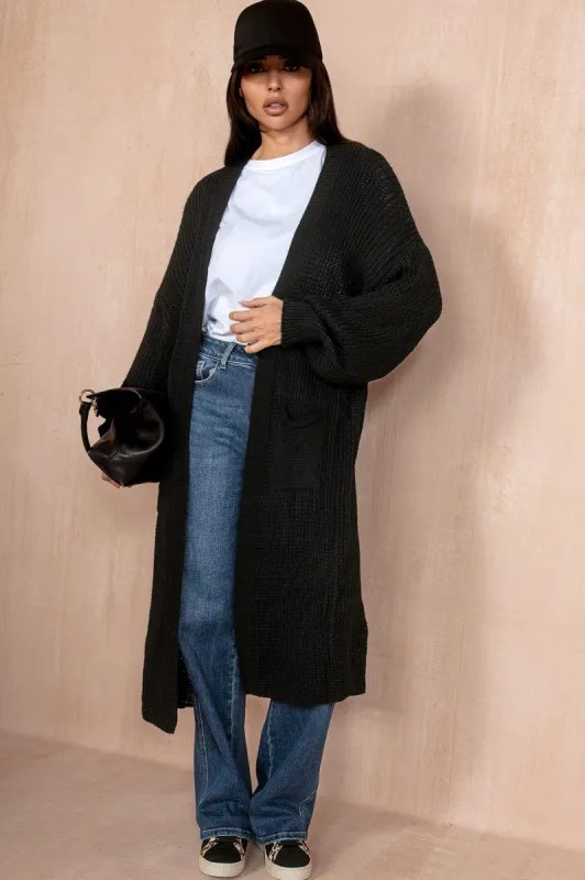 Elouise Black Chunky Knit Cardigan sold by Va Va Voom