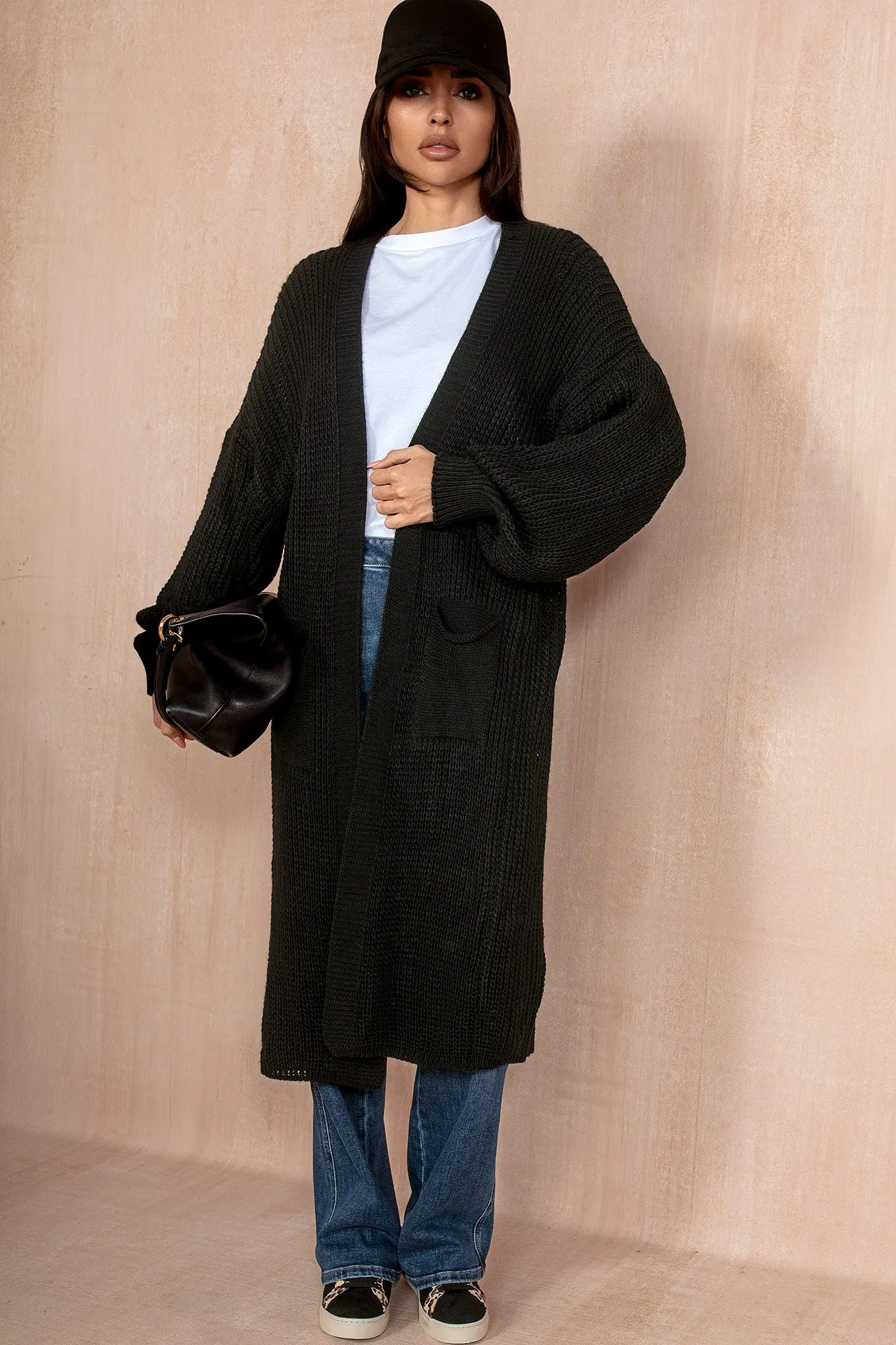 Elouise Black Chunky Knit Cardigan sold by Va Va Voom product image thumbnail 2