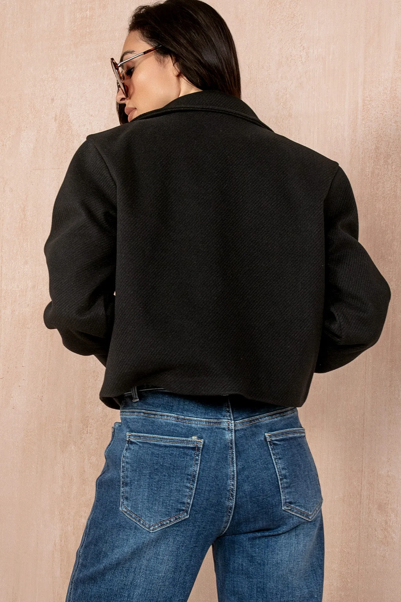 Ruby Black Cropped Shacket sold by Va Va Voom product image thumbnail 3